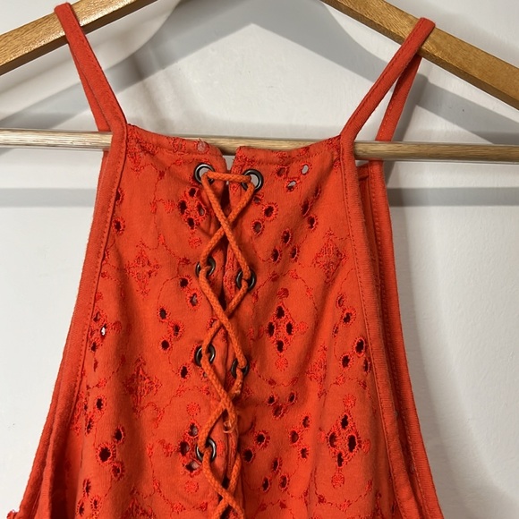 Free People Dream Date Eyelet Tank Embroidered Sleeveless Drawstring - Picture 4 of 9